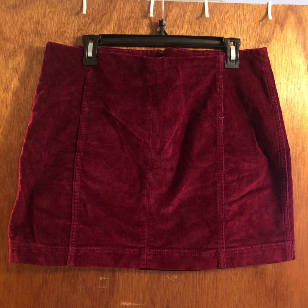 Red velvet A-line skirt